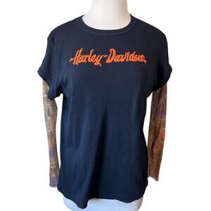 Harley-Davidson Black and Orange Blouse